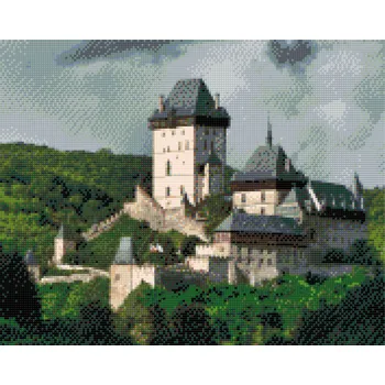 Diamantové malování - Hrad Karlštejn 3 Velikost: 40x50cm, Rámování: Pouze srolované plátno, Diamanty: Čtvercové