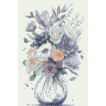 Diamantové malování Diamantové malování - Fialové květy ve skleněné váze 2 Velikost: 20x30cm, Rámování: Pouze srolované plátno, Diamanty: Čtvercové