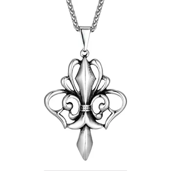 Náhrdelník B-TOP Vikingský náhrdelník z nerezové oceli s přívěskem Květ Lilie
