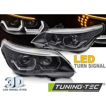 Přední světlomet HEADLIGHTS ANGEL EYES LED 3D BLACK pro BMW E60 E61 03-07