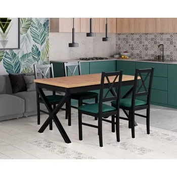 Jídelní set Jídelní sestava DX 29, odstín dřeva (židle + nohy stolu) černá, odstín lamina (deska stolu) grandson, potahový materiál látka