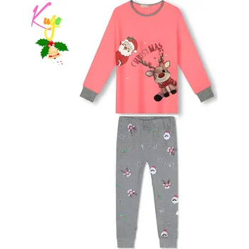 Dívčí pyžamo Dívčí pyžamo - KUGO MP3826, sytě růžová / šedé kalhoty Barva: Růžová, Velikost: 116