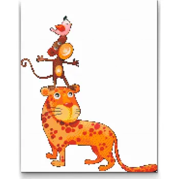 Diamantové malování Diamantové malování - Zvířecí pyramida 2 Velikost: 30x40cm, Rámování: Pouze srolované plátno, Diamanty: Čtvercové