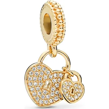 Přívěsek B-TOP Přívěsek na náramek SRDCE NA KLÍČ Druh barvy: Zlatá