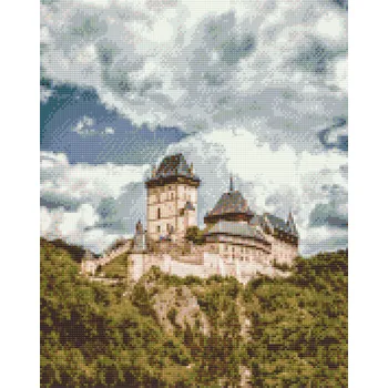 Diamantové malování - Hrad Karlštejn 4 Velikost: 30x40cm, Rámování: Pouze srolované plátno, Diamanty: Čtvercové