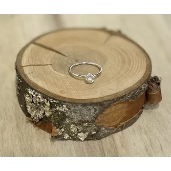 Prsten Stříbrný prsten s říční perlou 7 - Terraya - Velikost prstenu 57