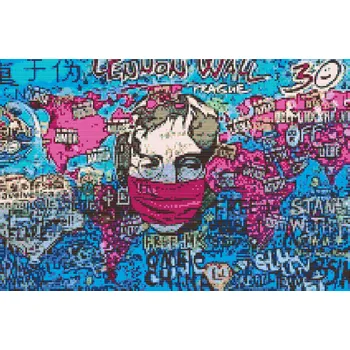 Diamantové malování Diamantové malování - Lennonova zeď Velikost: 40x60cm, Rámování: Pouze srolované plátno, Diamanty: Čtvercové