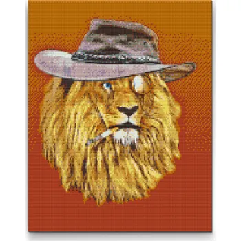 Diamantové malování Diamantové malování - Lev v klobouku Velikost: 30x40cm, Rámování: Pouze srolované plátno, Diamanty: Čtvercové