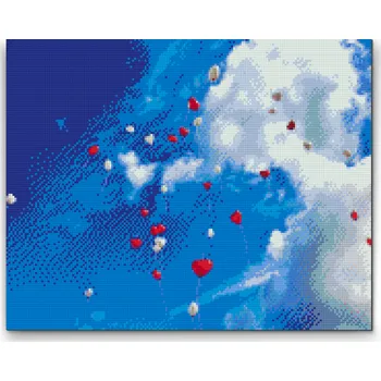 Diamantové malování Diamantové malování - Nebe plné balónků Velikost: 30x40cm, Rámování: Pouze srolované plátno, Diamanty: Čtvercové