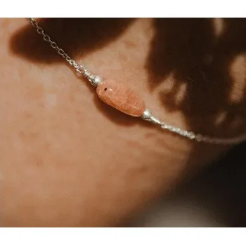 Náramek Náramek stříbrný se slunečním kamenem - Bohovibes 0001400