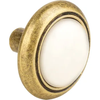 Nábytkové kování Gamet Úchytka knopka VENOS / Staro zlatá - bílý porcelán