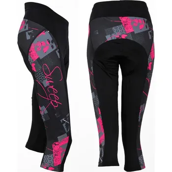 Cyklistické kalhoty Cyklistické 3/4 kraťasy CYKLO K033 - šedá / růžová