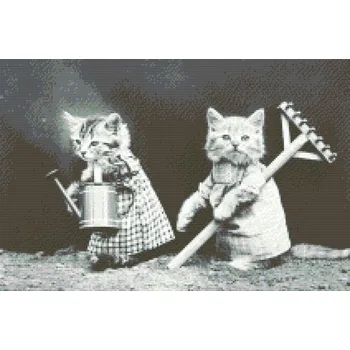 Diamantové malování Diamantové malování - Zahradní kočky Velikost: 40x60cm, Rámování: Pouze srolované plátno, Diamanty: Kulaté