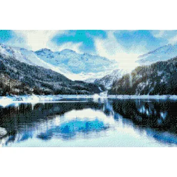 Diamantové malování Diamantové malování - Švýcarské Alpy Velikost: 40x60cm, Rámování: Pouze srolované plátno, Diamanty: Kulaté