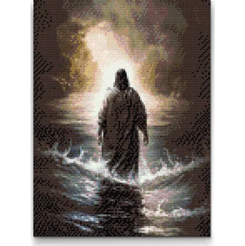 Diamantové malování Diamantové malování - Ježíš, chůze po vodě Velikost: 30x40cm, Rámování: Pouze srolované plátno, Diamanty: Kulaté