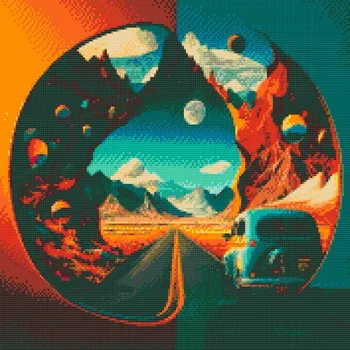 Diamantové malování Diamantové malování - Na cestě s veteránem Velikost: 50x50cm, Rámování: Pouze srolované plátno, Diamanty: Čtvercové