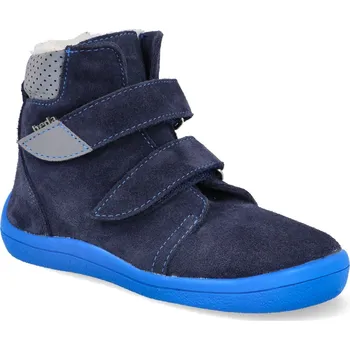Dívčí zimní obuv Barefoot dětské zimní boty Beda - Daniel s pevným opatkem modré Velikost: 25