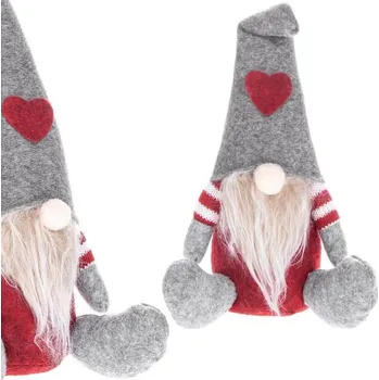 Vánoční dekorace Springos CA0643 skřítek Gnom s šedou čepicí 26 cm