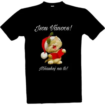 Tričko s potiskem Singing Christmas Cat pánské
