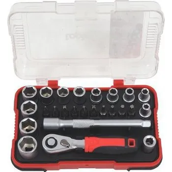 Bit TOPTRADE sada Gola, s ráčnou a bity, sada 25 ks