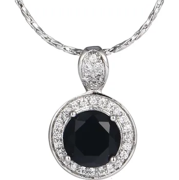 Náhrdelník B-TOP Dámský postříbřený náhrdelník Black Crystal