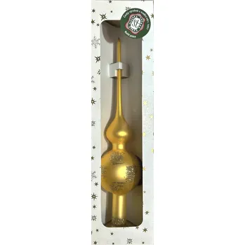 Vánoční ozdoba Vánoční skleněná špice, 1-kulová, zlatá, mat, sypaný dekor