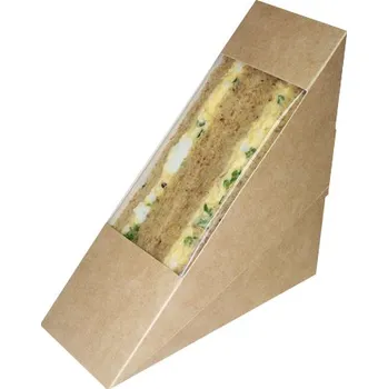 Jednorázové nádobí Sendvič box 123x52x123mm kraft - 300 ks