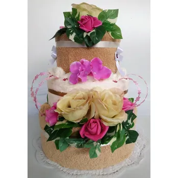 Veratex Textilní dort třípatrový (oříškovo smetanový)