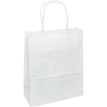 Jednorázové nádobí Taška papírová 22+10x28cm s krouceným uchem bílá - 300 ks