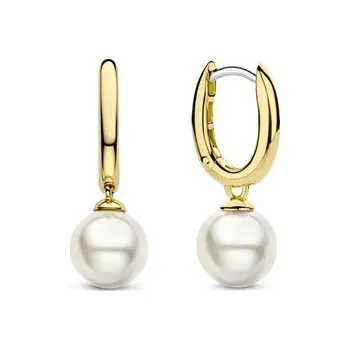 Náušnice Zlacené kruhové náušnice TI SENTO s perlou 7939YP