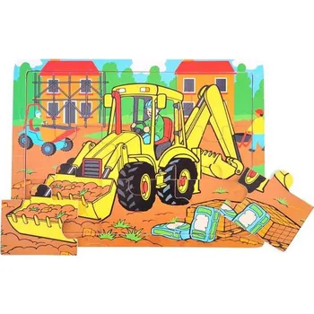 Puzzle Bigjigs Toys Dřevěné puzzle bagr 9 dílků
