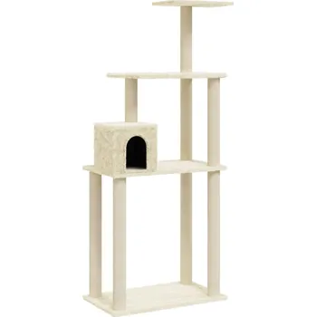 Škrabadlo pro kočky se sisalovými sloupky 74 x 35 x 147 cm krémové