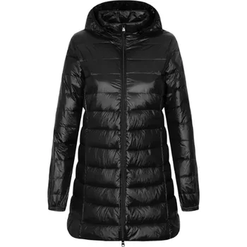 Dámský kabát Dámský podzimní/zimní kabát s odnímatelnou kapucí - velikosti až do 7XL Barva: Černá, Velikost: 7XL