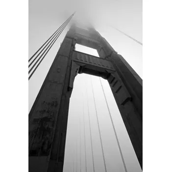 Plakát Plakát, Obraz - Golden Gate Bridge tower in black, reisegraf
