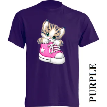 Dívčí tričko detske-levne-bavlnene-tricko-potisk-kote-bota Barva: Purple - purpurová, velikost: 104