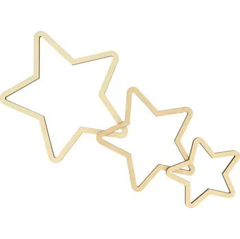 Ideal sada dřevěných hvězdiček macrame 3 velikosti