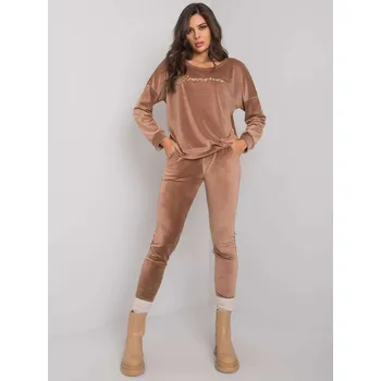 Dámská dvoudílná velurová souprava 7206.26X hnědá - RUE PARIS L/XL