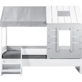 Dětská postel Domečková postel 90x200 Boom - bílá/šedá