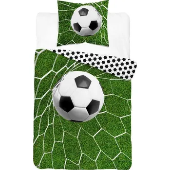 Povlečení Detexpol Fotbal bavlněné povlečení 140 x 200, 70 x 80 cm zipový uzávěr