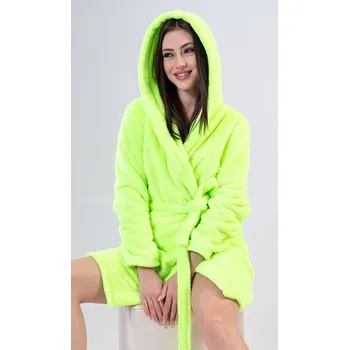 Koupelnový nábytek Dámský župan krátký s kapucí Limetka vel. L