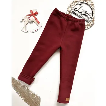 Dívčí legíny Zuzi handmade Zateplené legíny vínové 80 červená