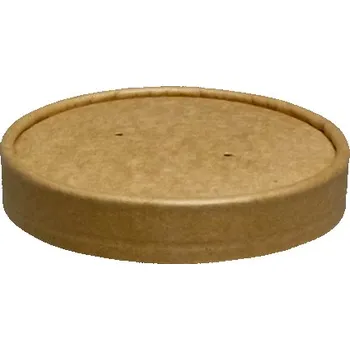 Jednorázové nádobí Víčko papírové na kelímek na polévku 16oz, 97mm kraft hnědé - 500 ks
