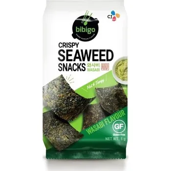 Chips Pražené mořské řasy s příchutí wasabi 5 g - Bibigo