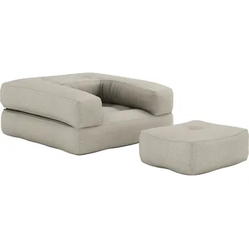 Křeslo Karup Design Lněné rozkládací křeslo Cube s podnožkou