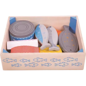 Dřevěná hračka Bigjigs Toys Dřevěné mořské plody v krabičce