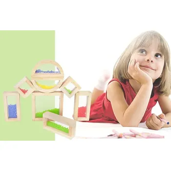 Dřevěná hračka Dřevěné smyslové kostky s korálky