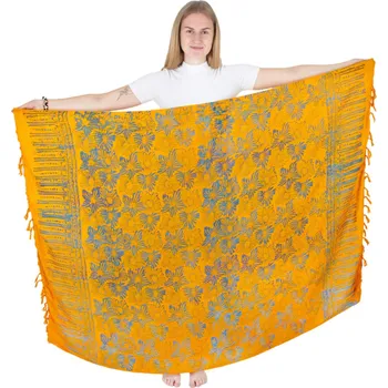 Šátek Batikovaný sarong / pareo / plážový šátek Ningrum Yellow, Sittar