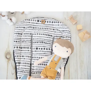 Podložka do kočárku prodloužená (Squares, černý fleece)