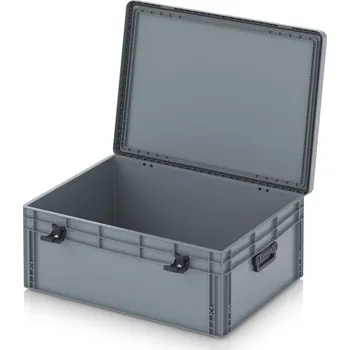 paleta Euro přepravka s víkem s panty Pro 81,3 x 62,8 x 33,8 cm, zavřená - Stříbrošedá - materiál: PP - EDP S 86/32 HG 2G