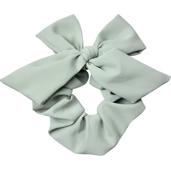 Zelená gumička do vlasů s mašlí